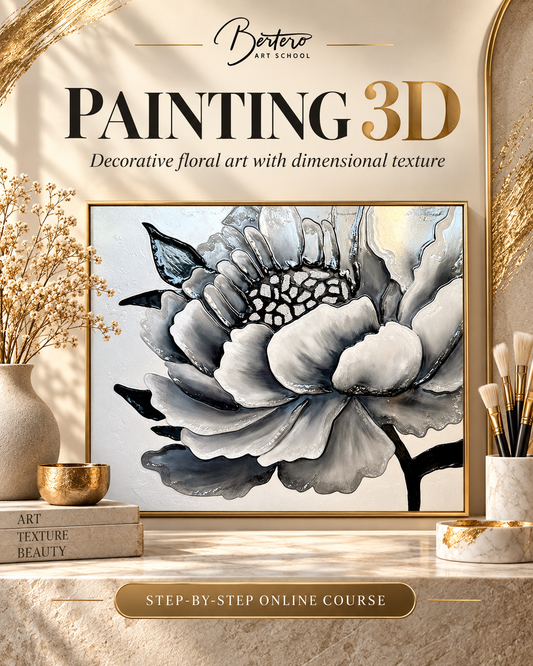 Luxury 3D Black Peony | Mixed Media & Textured Art Tutorial (EN / ES / RU)