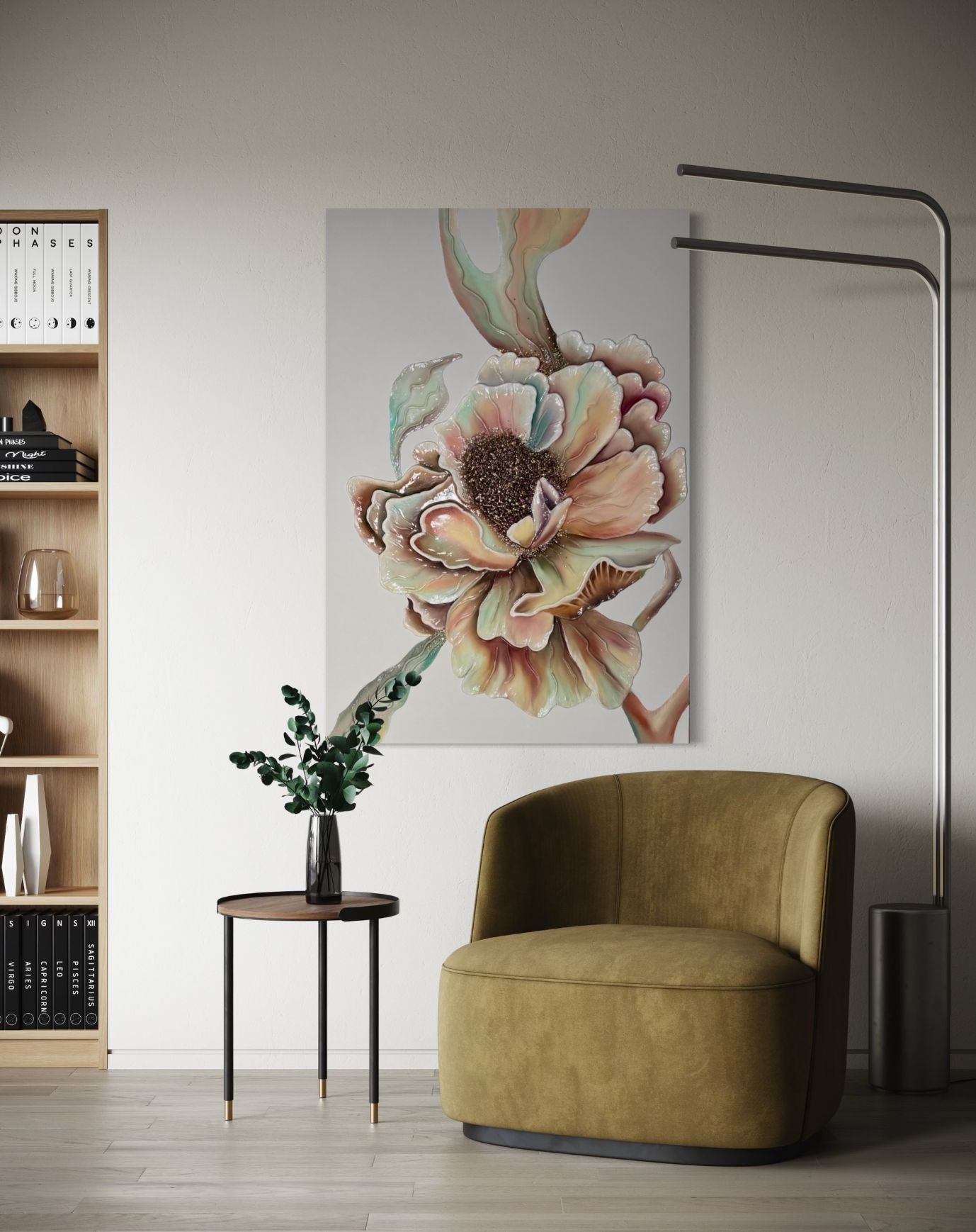 PAINTING "KING PEONY" FREE SHIPPING