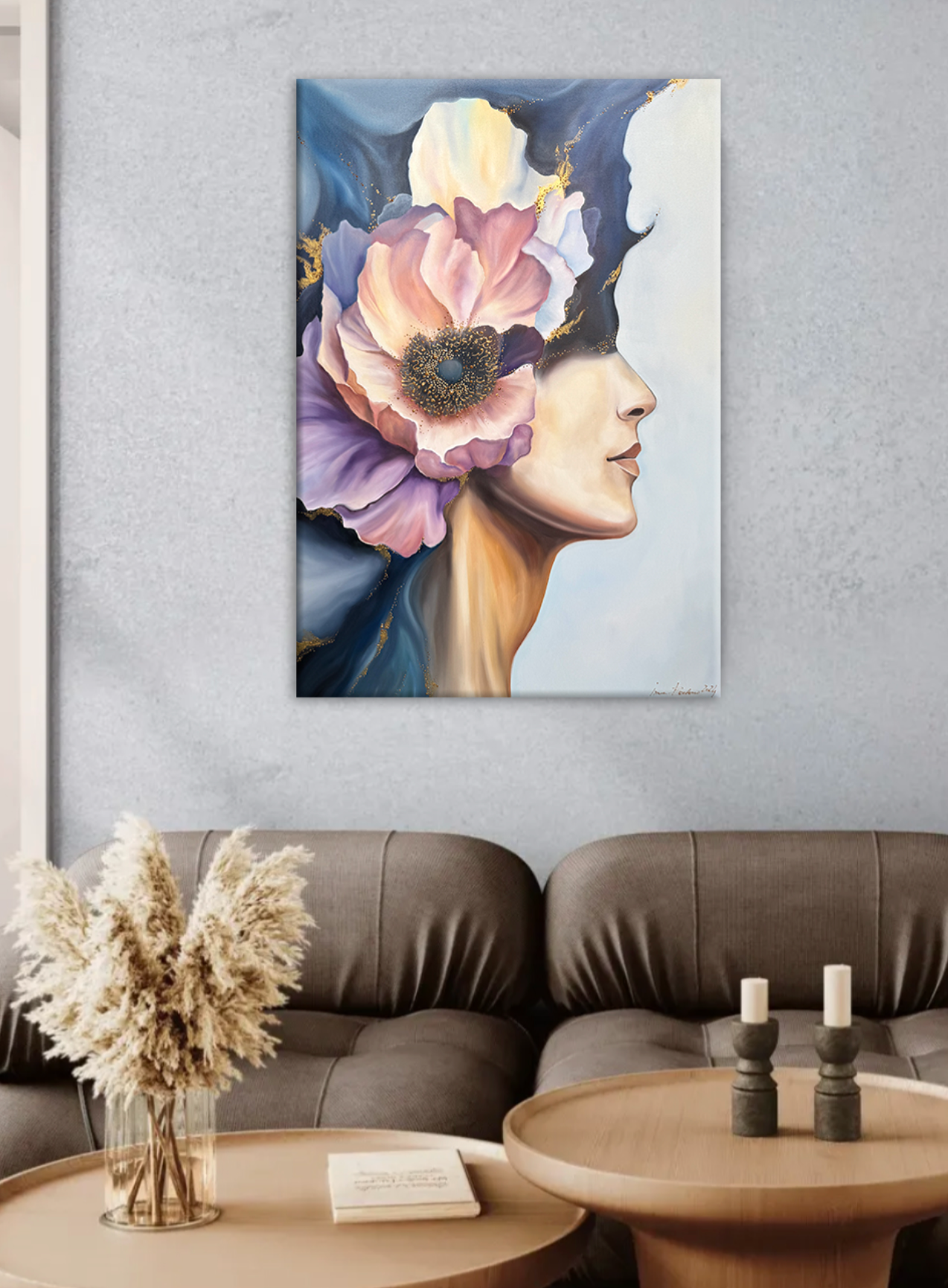 PAINTING "LADY BLUE" FREE SHIPPING