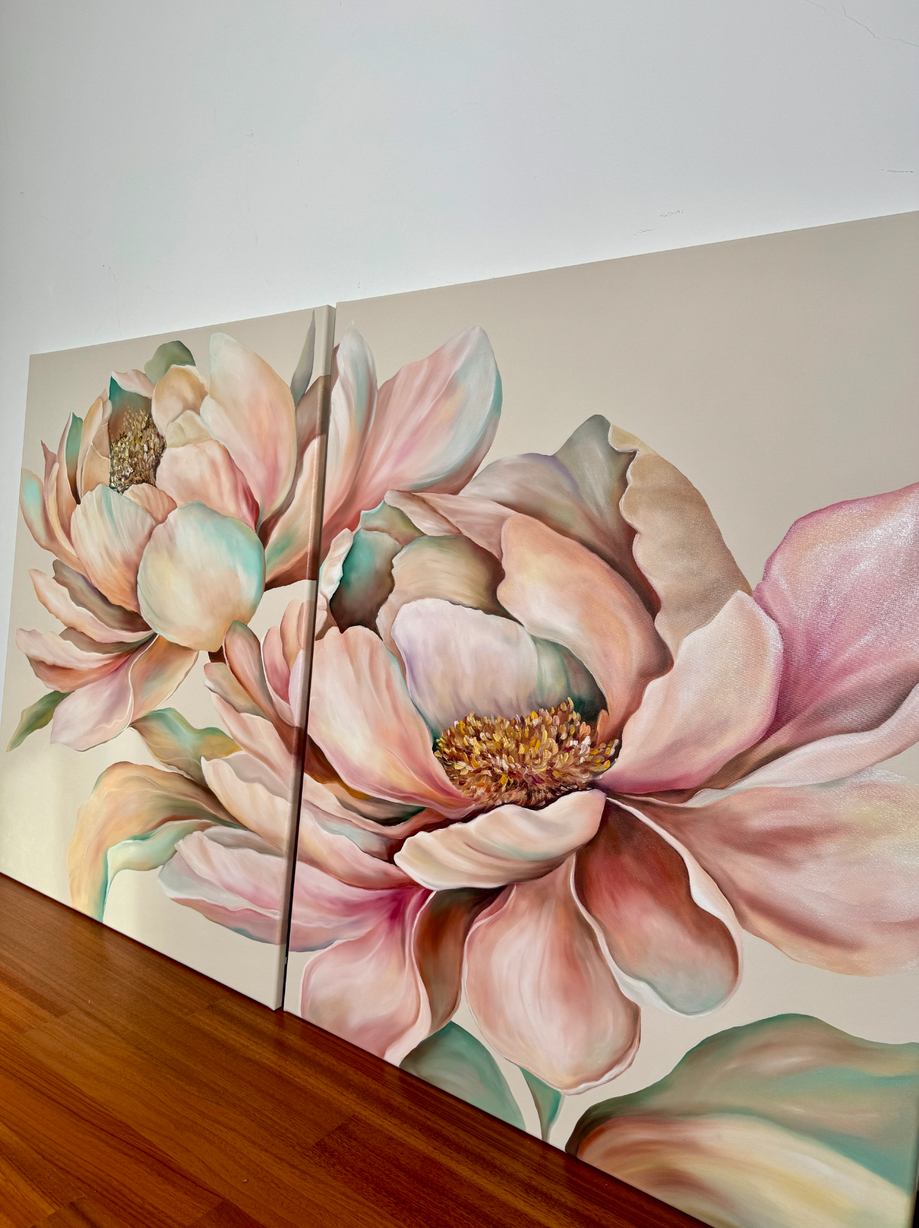 DITTICO "PEONIE IN FIORE"